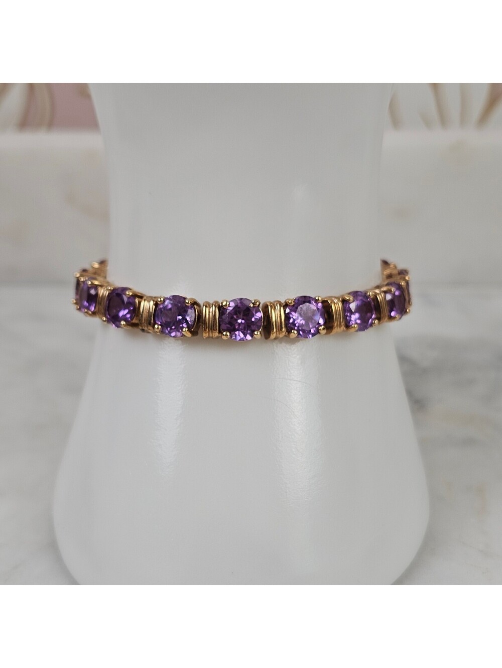 Ross Simons 925 Sterling Silver Purple Sapphire Tennis Bracelet 7"